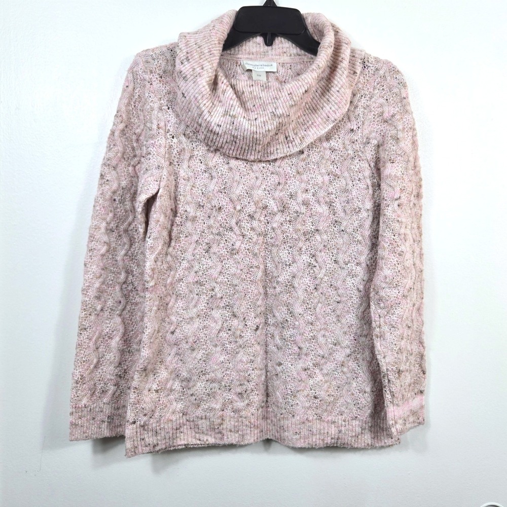 Christopher & Banks Womens Pink Cowl Neck Confetti Knit Sweater Medium Petite